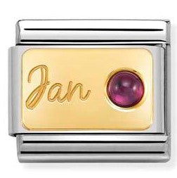 030519/01 Classic MONTH STONE,steel,stones & bonded yellow gold January GARNET