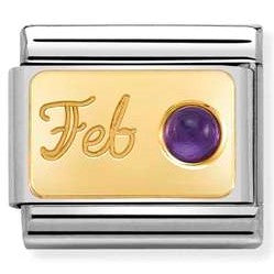 030519/02 Classic MONTH STONE,steel, stones & yellow gold February AMETHYST