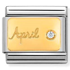 030519/04 Classic MONTH STONE, steel, stones,yellow gold  April DIAMOND