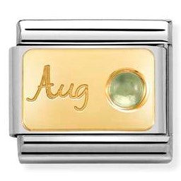 030519/08 Classic MONTH STONE,steel, stones, yellow gold  August PERIDOT