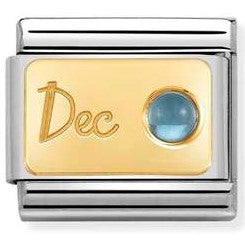 030519/12 Classic MONTH STONE,steel,stones.bonded yellow gold December LIGHT BLUE TOPAZ)