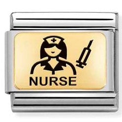 030166/17 Classic PLATES , steel & bonded yellow gold. Nurse