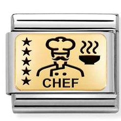 030166/28 Classic PLATES (IC) steel & yellow gold Chef