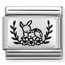 330111/17 Classic PLATES (IC) steel,925 silver.  Fallow Deer FLOWERS