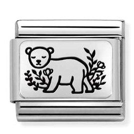 330111/18 Classic PLATES (IC) steel,925 silver.  Bear FLOWERS