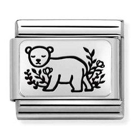 330111/18 Classic PLATES (IC) steel,925 silver.  Bear FLOWERS