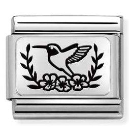 330111/19 Classic PLATES (IC) steel, 925 silver.  Humbing Bird FLOWERS