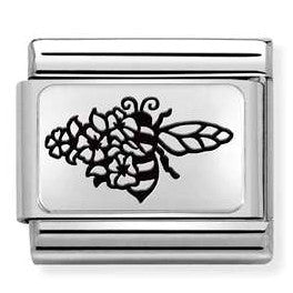 330111/21 Classic PLATES (IC) steel,925 silver. Bee FLOWERS