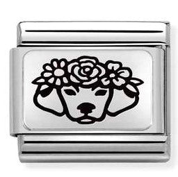 330111/24 Classic PLATES (IC) steel, 925 silver. Dog FLOWERS