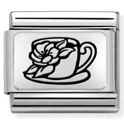 330111/26 Classic PLATES (IC) steel, 925 silver. Cup FLOWERS