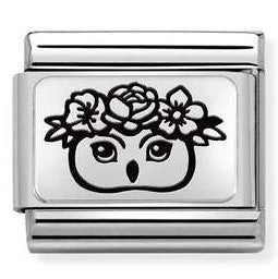 330111/30 Classic PLATES (IC) steel, 925 silver. Owl FLOWERS
