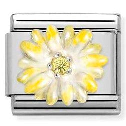 330321/04 CL SIMBOLS S/S, enamel, CZ, 925 silver YELLOW flower