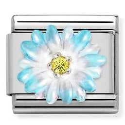 330321/06 CL SIMBOLS S/S, enamel, CZ, 925 silver LIGHT BLUE flower