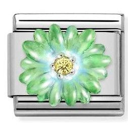 330321/07 CL SIMBOLS S/S, enamel, CZ, 925 silver GREEN flower
