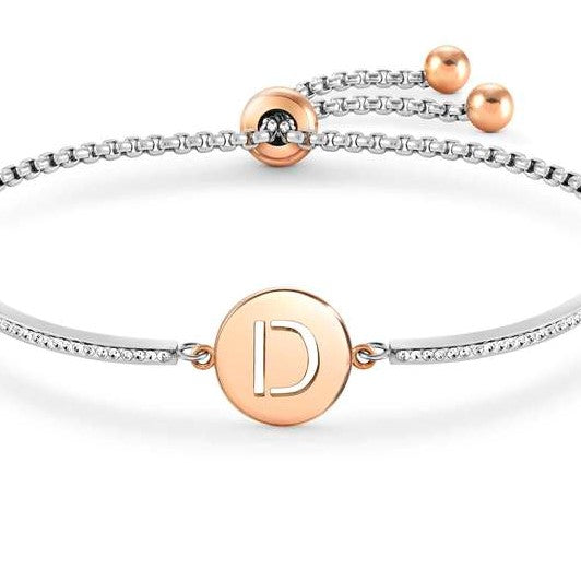 MILLELUCI bracelet S/steel,CZ, LETTER D 028007/004