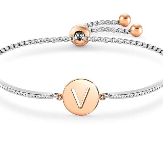 MILLELUCI bracelet S/steel,CZ, LETTER V 028007/022