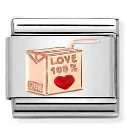 430202/09 Classic ,S/steel, enamel,Bonded Rose Gold Brick Love