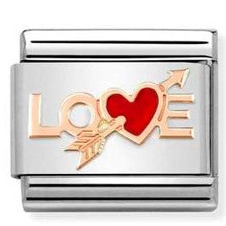 430202/10 Classic ,S/steel, enamel,Bonded Rose Gold Love Heart Arrow