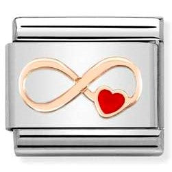 430202/12 Classic ,S/steel, enamel,Bonded Rose Gold Infinity Red Heart