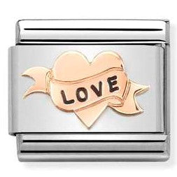 430202/14 Classic ,S/steel, enamel,Bonded Rose Gold Heart Love