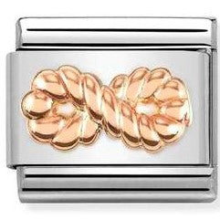 430106/24 Classic RELIEF SYMBOLS S/steel Bonded Rose Gold Infinity Rope