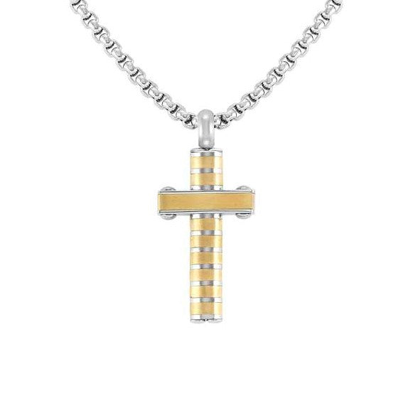 STRONG necklace ed. DIAMOND,steel CROSS  Yellow Gold 028303/031