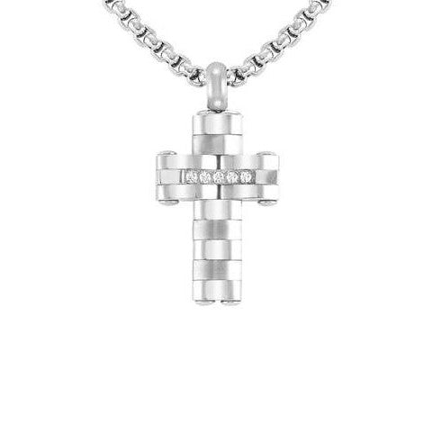 STRONG necklace ed. DIAMOND, steel & diamond CROSS WHITE diamond 028304/008