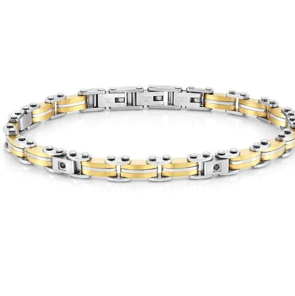 STRONG bracelet ed. Steel,diamonds Yellow Gold 028313/012