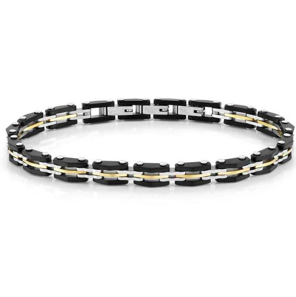 STRONG bracelet ed. Diamond, steel BLACK Yellow Gold 028314/012