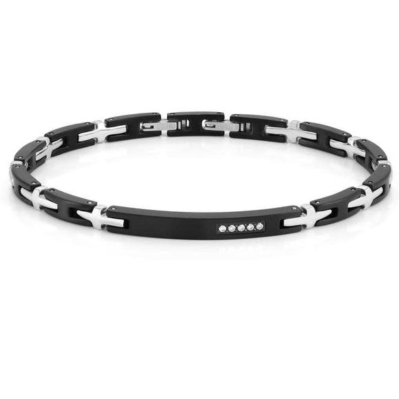 STRONG bracelet ed.steel,5 Diamonds Black 028315/015