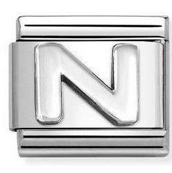 330113/14 Classic LETTER N S/steel. 925 silver