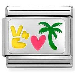 330206/32 Classic  S/Steel, 925 sterling silver, enamel Peace Heart Palm