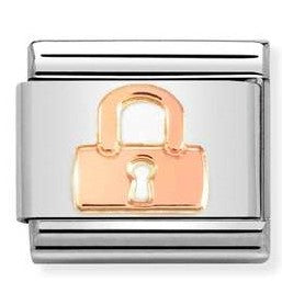 430104/47 Classic  steel, 9ct Rose gold Padlock