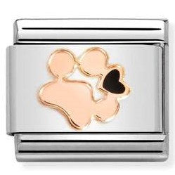 430202/18 Classic ,S/steel, enamel,Bonded Rose Gold Dog Pawprint