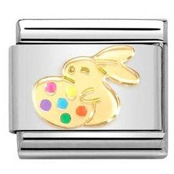 030272/76 Classic S/steel, enamel , 18k gold Easter rabbit with egg