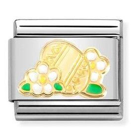 030272/77 Classic steel, enamel, 18k gold Easter egg with flowers