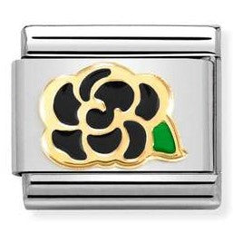 030272/78 Classic , steel, enamel , 18k gold BLACK Camellia