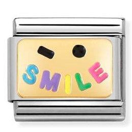 030284/56 Classic steel , enamel, 18k gold SMILE plate