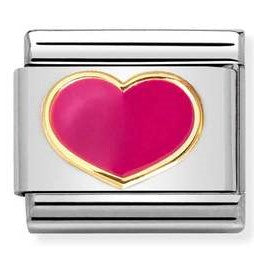 030283/24 Classic LOVE, S/Steel, enamel , 18k gold FUCHSIA Heart