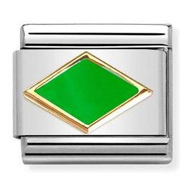 030285/51 Classic steel, enamel, 18k gold GREEN APPLE rhombus