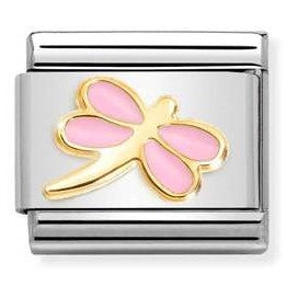 030285/54 Classic steel, enamel 18k gold PINK dragonfly