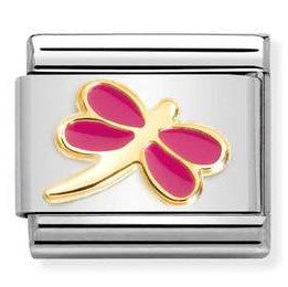 030285/57 Classic  steel, enamel 18k gold FUCHSIA dragonfly