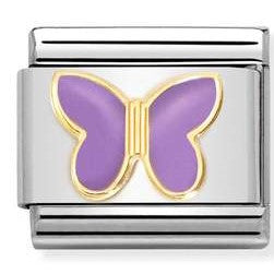 030285/60 Classic  steel, enamel ,18k gold LILAC butterfly