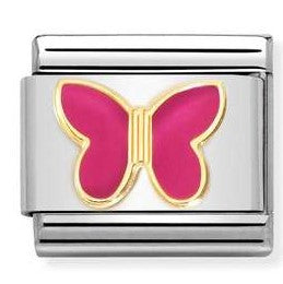 030285/62 Classic  steel, enamel, 18k gold FUCHSIA butterfly
