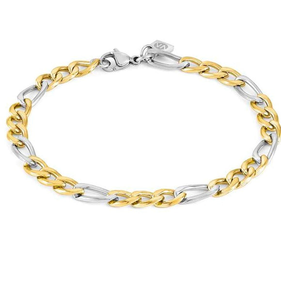 B-YOND bracelet in steel and yellow gold pvd SMALL CURB MEDIUM
