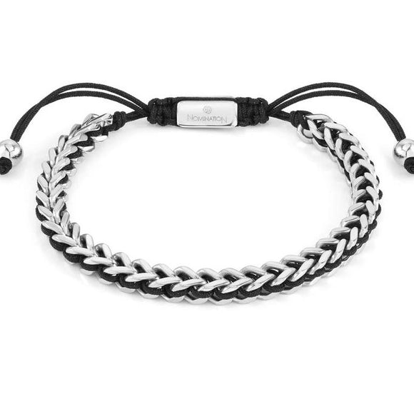 B-YOND bracelet, steel, nautical cord FISHBONE Steel