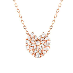 RAYOFLIGHT necklace in 925 silver CZ Rose Gold Heart