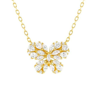 RAYOFLIGHT necklace in 925 silver and cubic zirconia Yellow Gold Butterfly