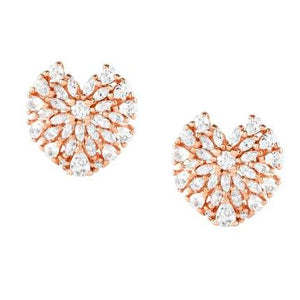 RAYOFLIGHT earrings in 925 silver and cubic zirconia Rose Gold Heart
