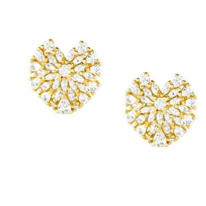 RAYOFLIGHT earrings in 925 silver and cubic zirconia Gold Heart
